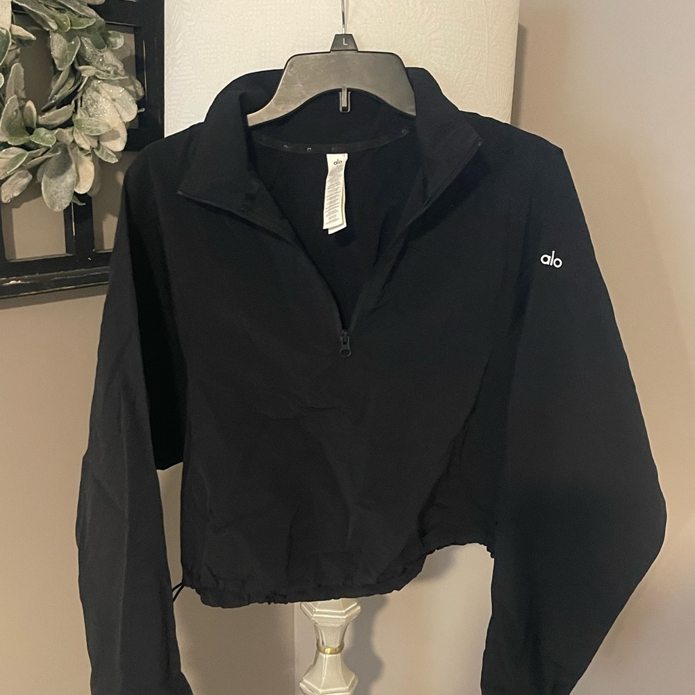 Alo Black Half-Zip Windbreaker Pullover